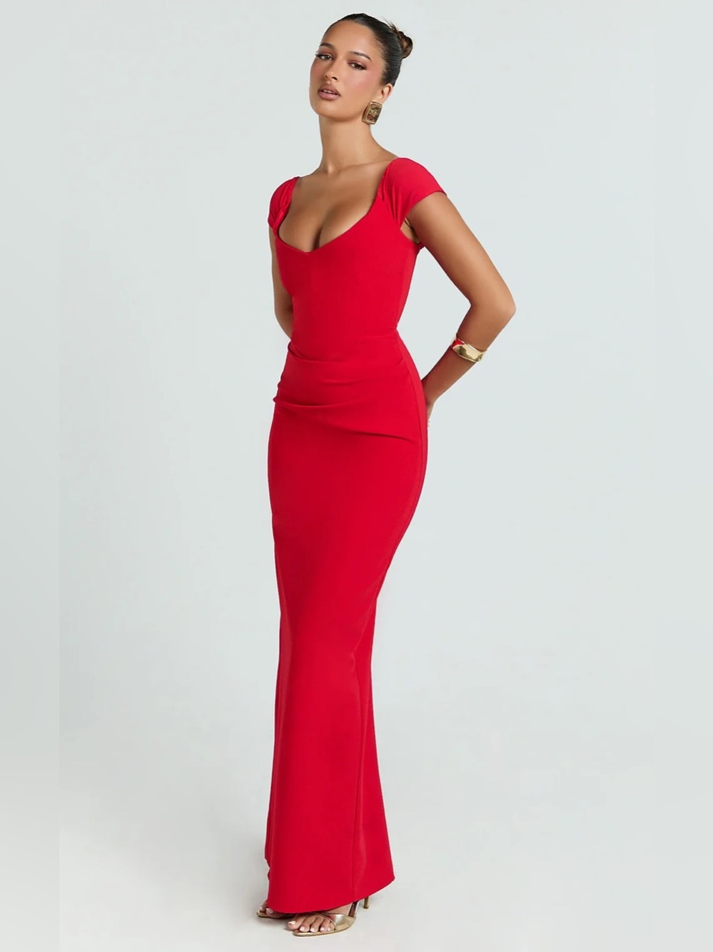 Showpo. Veronika Maxi Dress Red Off Shoulder Red Gown Cocktail 4